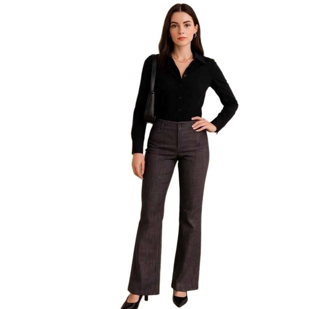 Stooshy Pants Womens 11 Gray Textured Flare Dress Pants Y2K Career Chic Business